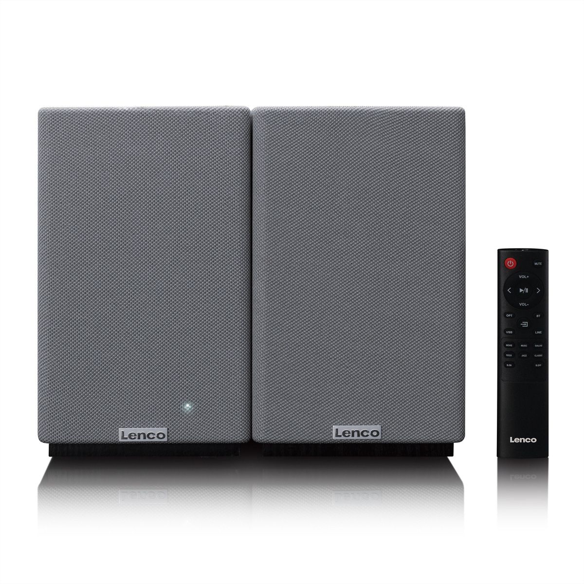 Lenco Aktiv Lautsprecher, 2x40W, Wood,, BT, opt.In, USB, AUX, SUB-Out, IR-FB.