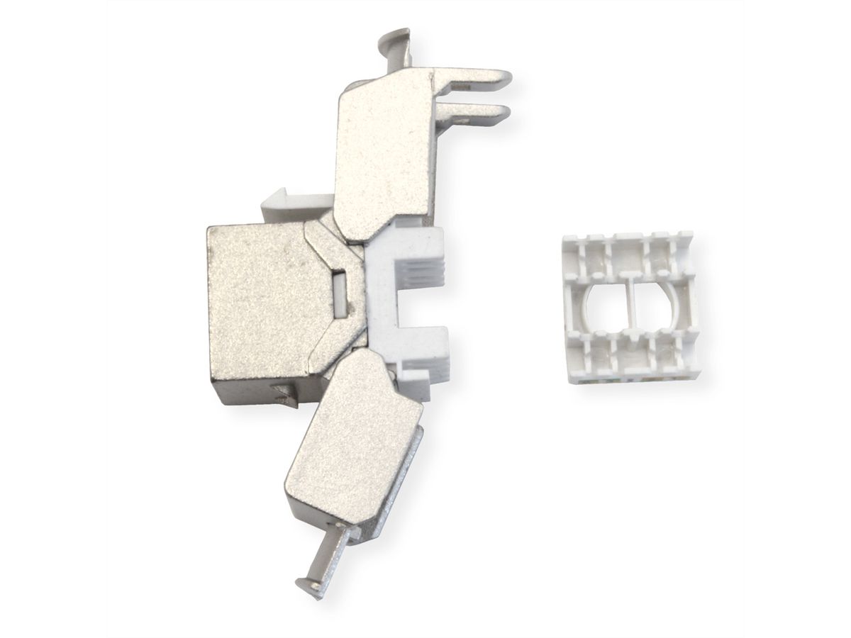 VALUE Cat.8 (Class I) Keystone, geschirmt, werkzeuglos, silberfarben