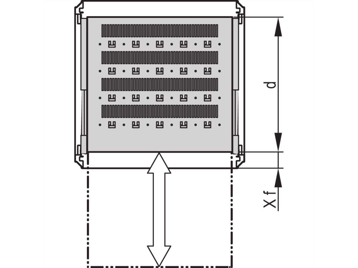 Étagère universelle télescopique SCHROFF pour Varistar, Novastar, Eurorack, 70 kg, RAL 7035, 800W 600D