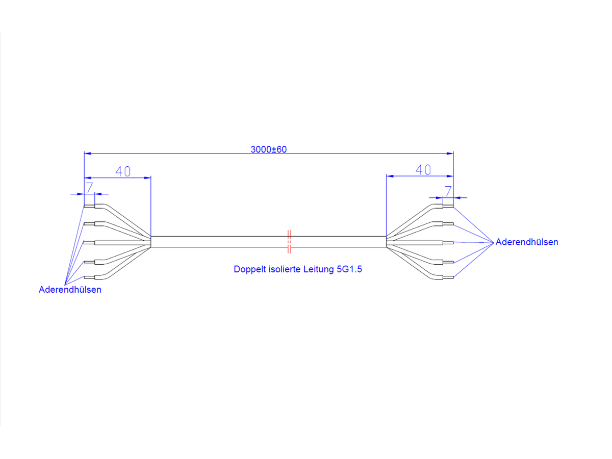 BACHMANN AnschlLtg. transp. 5x1,5 3,0m, AEH/AEH FEP/Mantel PVC