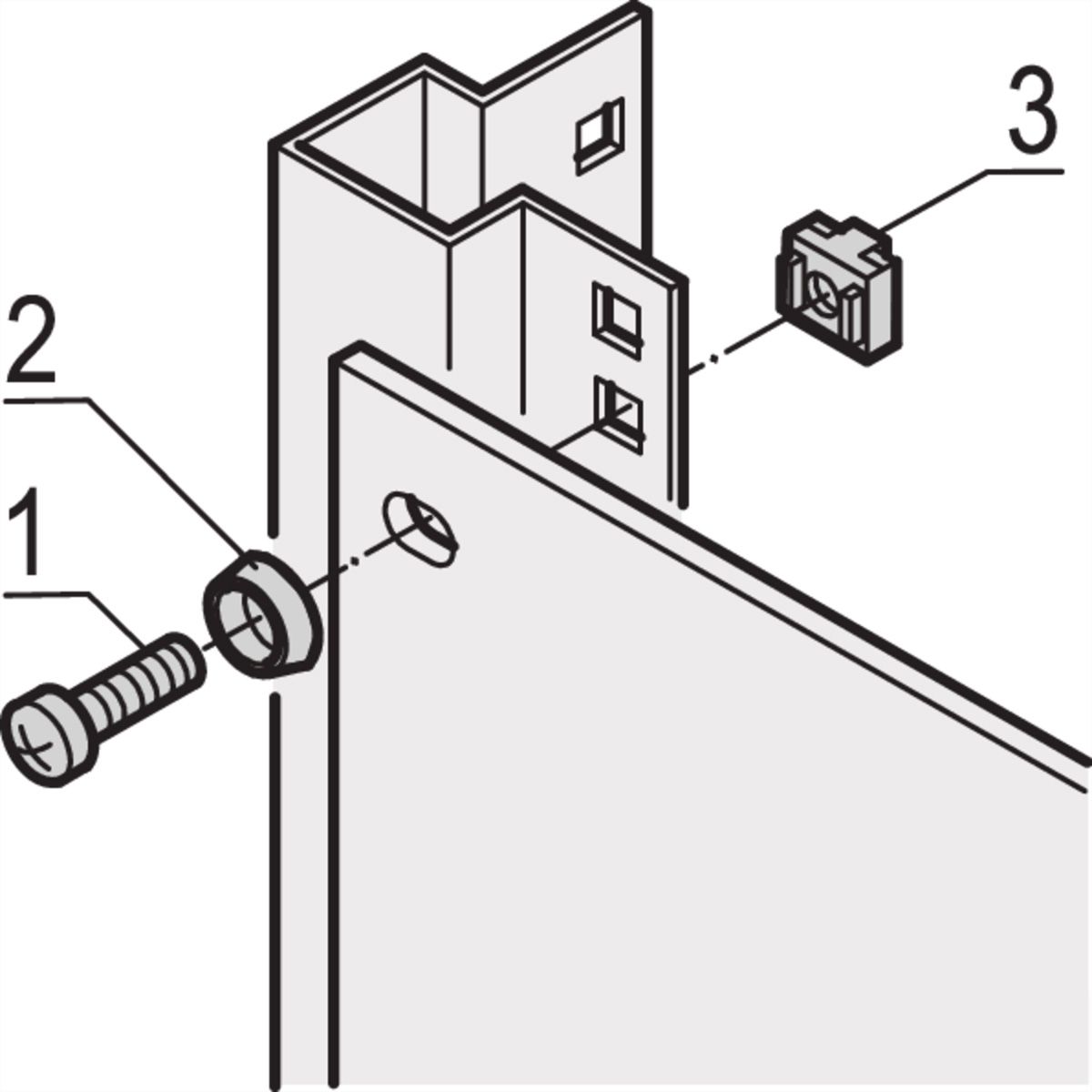 SCHROFF 19"-Befestigungssatz (Schraube, Scheibe, Mutter) - BEFESTIGUNGSSATZ M6 100STK