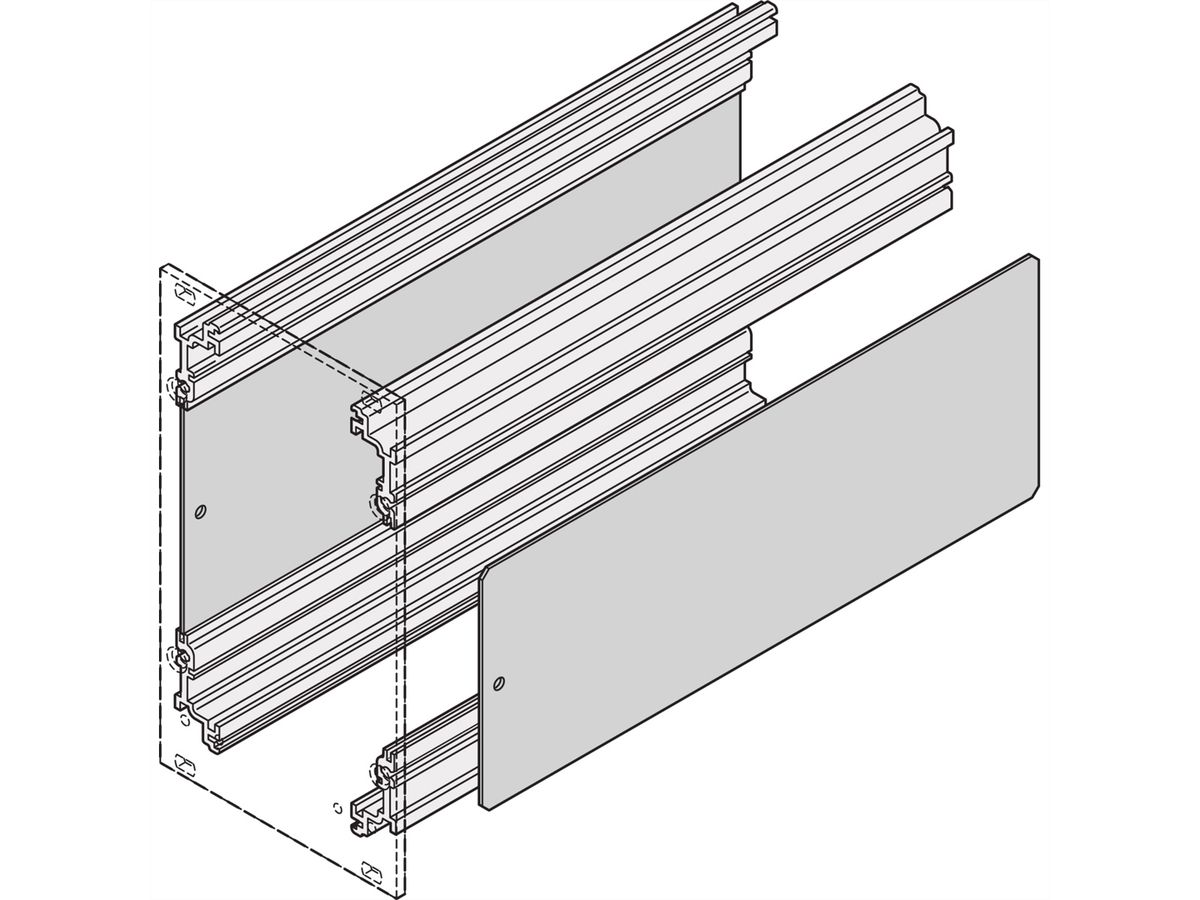 Cadre SCHROFF, type unité enfichable, plaque latérale pour profilé d'angle, 3 U, 227 mm C.I.