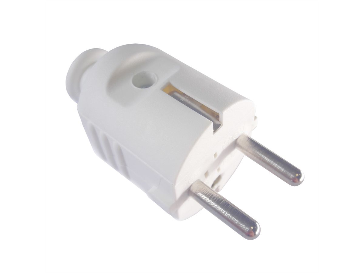 BACHMANN Schutzkontaktstecker, zentral weiss bruchfest montierbar