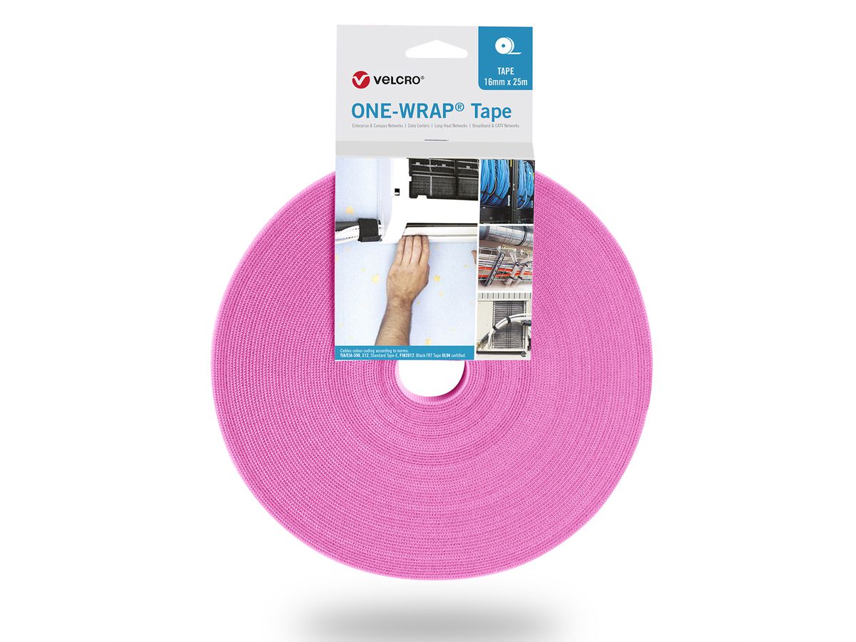 VELCRO® One Wrap® Bande 25 mm, rose, 25 m