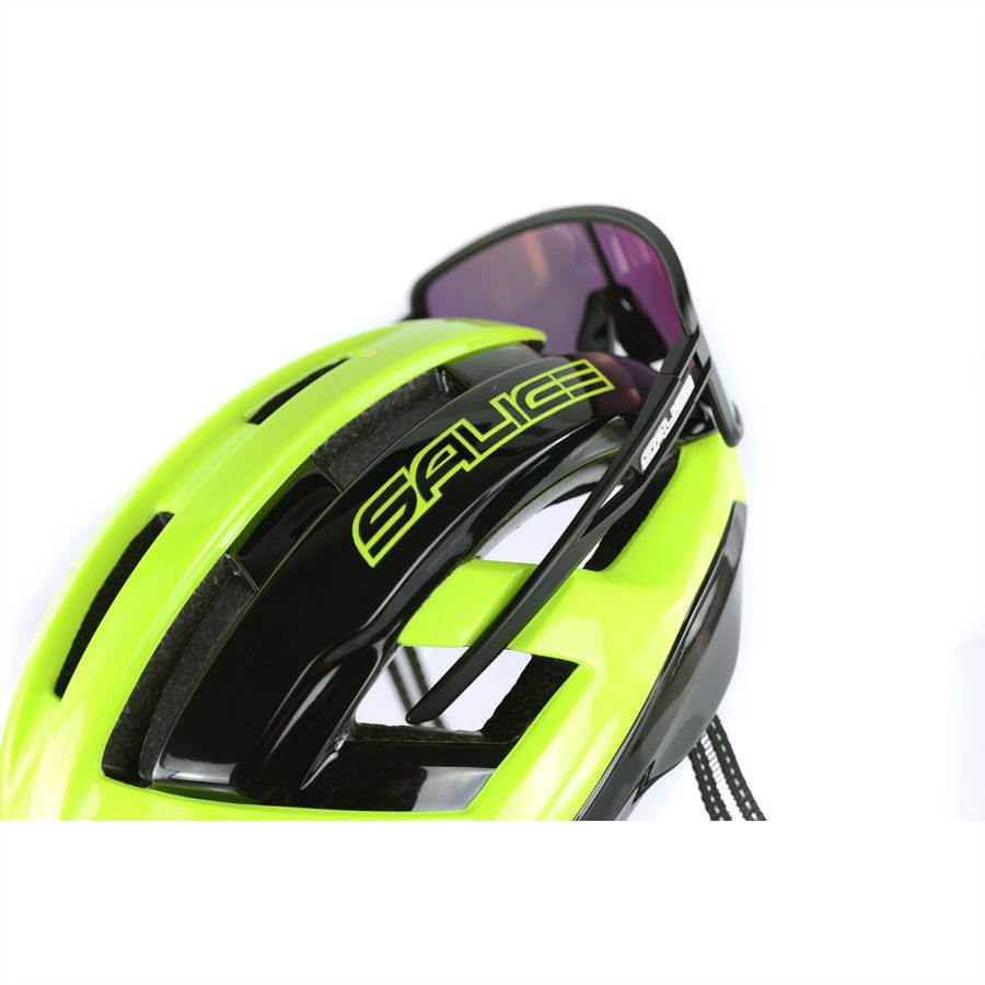 Salice Occhiali Casque de vélo Gavia, L-XL 58-61, Black-Lime