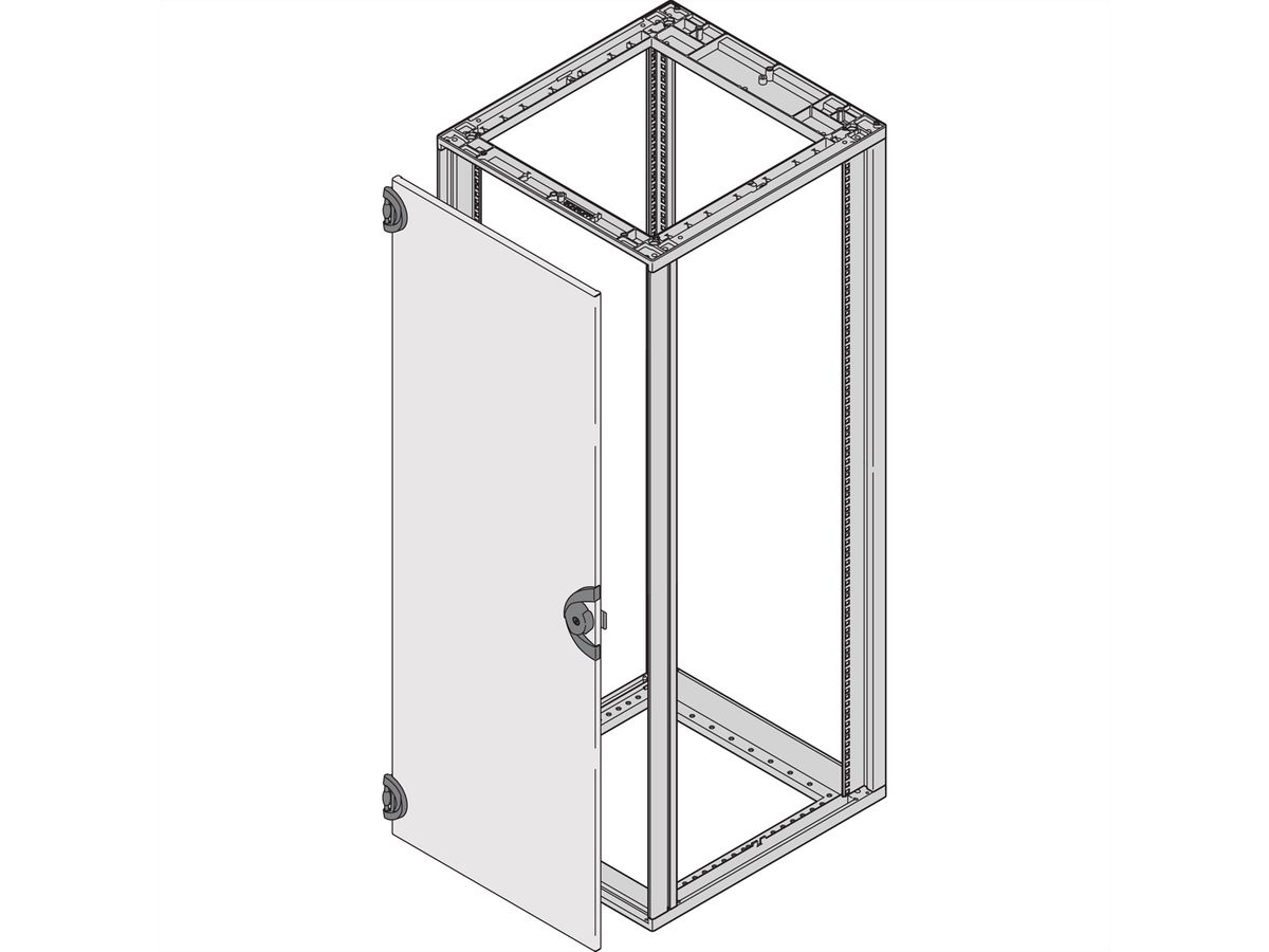 Porte en acier Novastar SCHROFF, Angle d'ouverture à 180°, RAL 7035, 12 U 553W