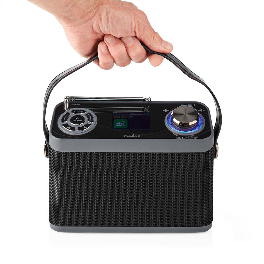 Radio de table DAB+ Nedis, noir, Bluetooth, batterie rechargeable