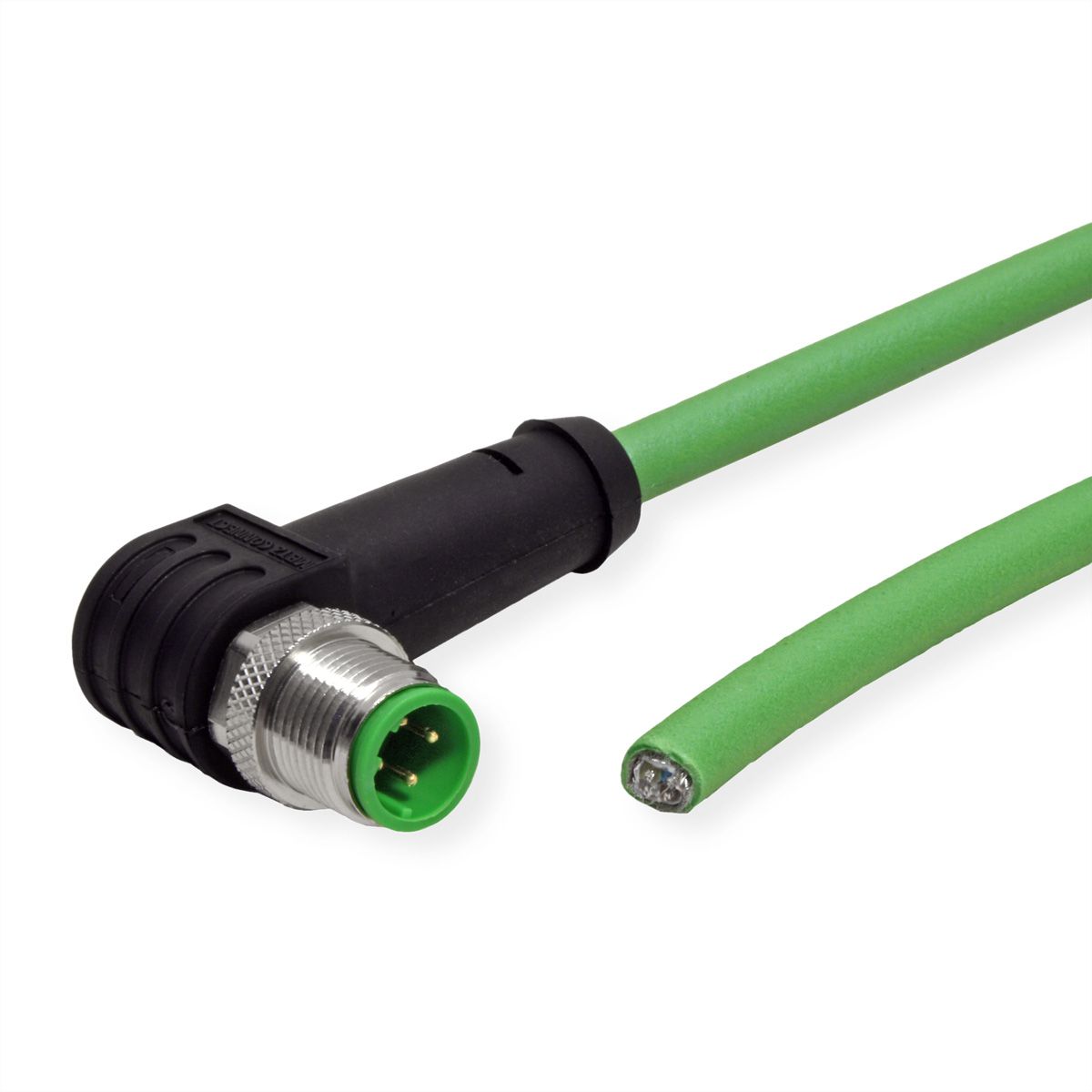 METZ CONNECT Anschlussleitung M12 Stecker 4-polig D-kodiert, gewinkelt, 1 m