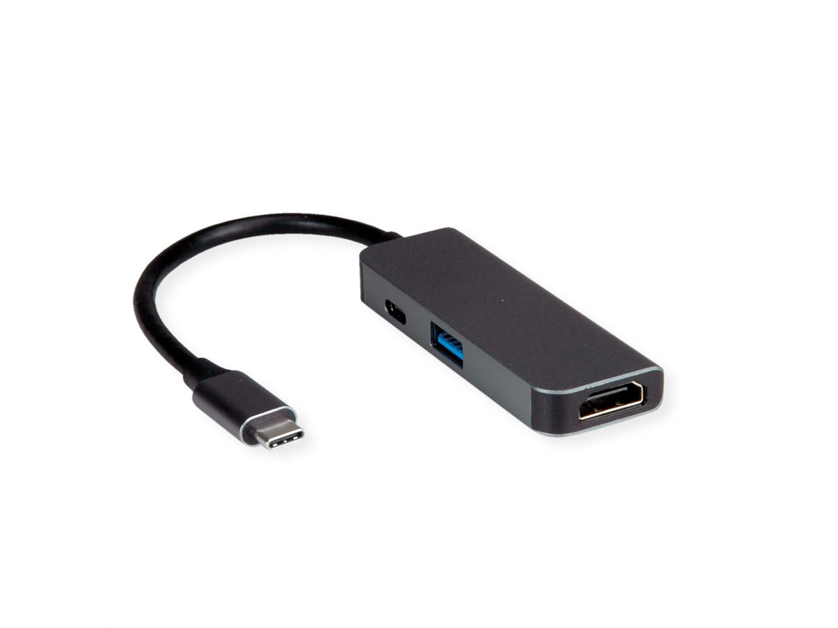 VALUE Adaptateur USB-C - HDMI, USB 3.2 Gen 1 A + Type C (Power Delivery)