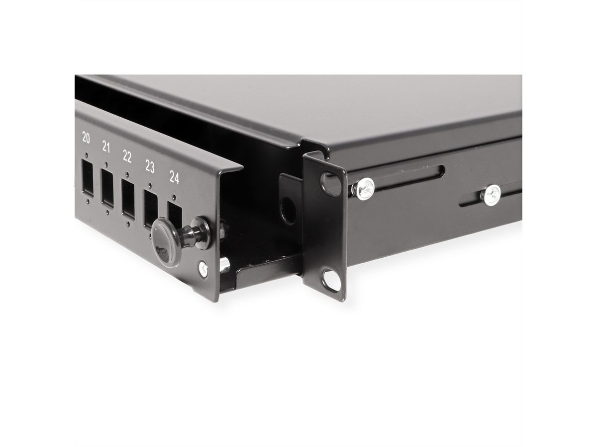 VALUE 19-Zoll-Spleißbox leer 1 HE, ausziehbar, 24x SC SX / LC DX