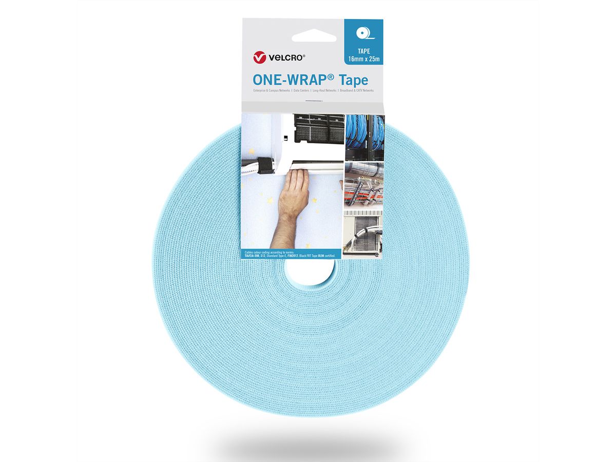 VELCRO® One Wrap® Bande 16 mm, turquoise, 25 m