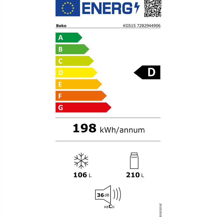 Beko Kühl-Gefrierkombination KG515 , 316l, 186.5cm
