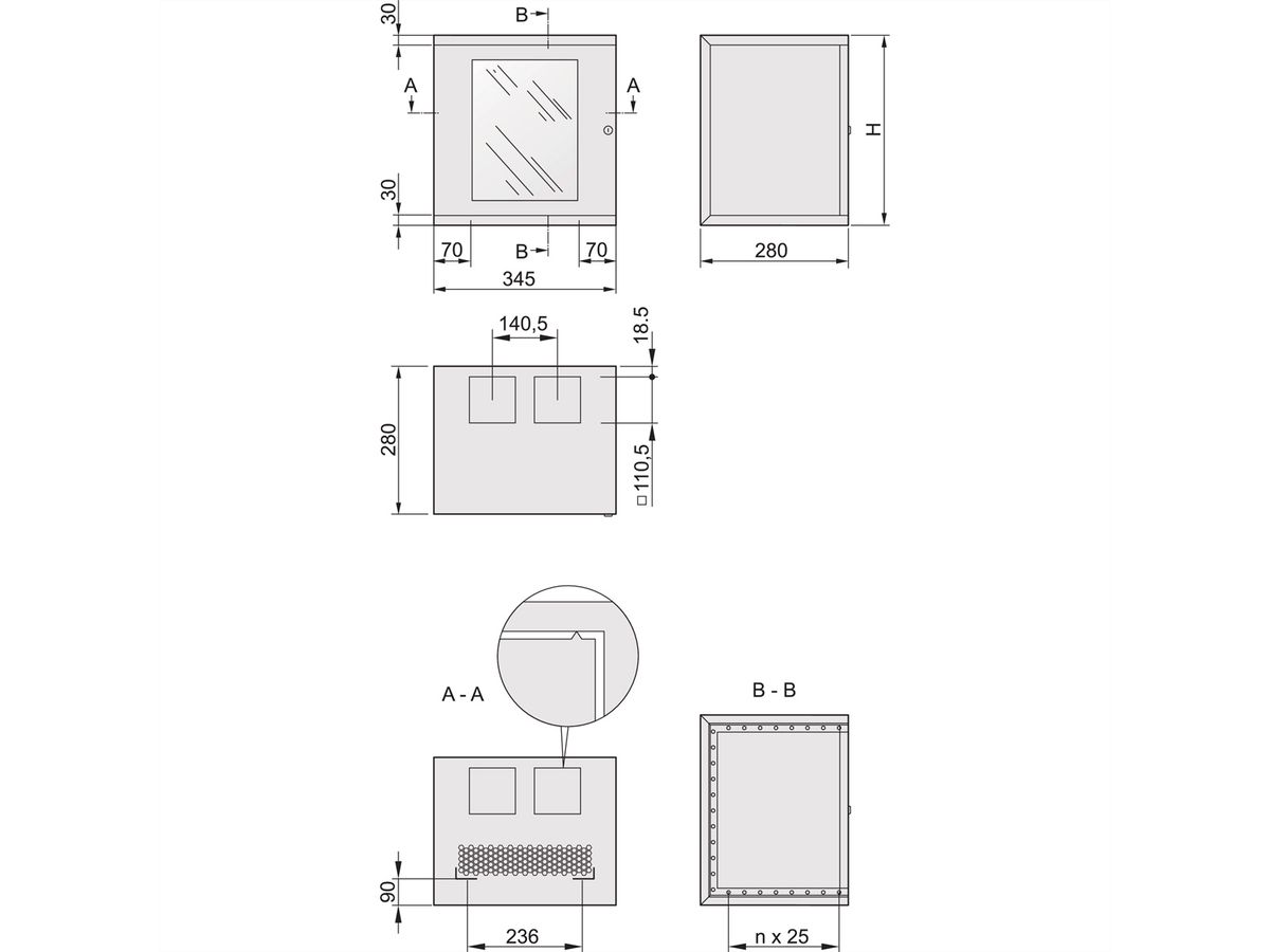 SCHROFF Armoire EPCASE 10", 4 UH, porte en verre, (HxLxP) 262x345x280mm