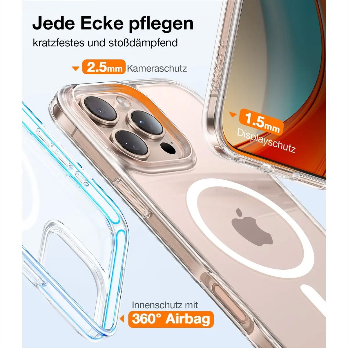Torras Diamond Case, iPhone 16, MagSafe, transparent