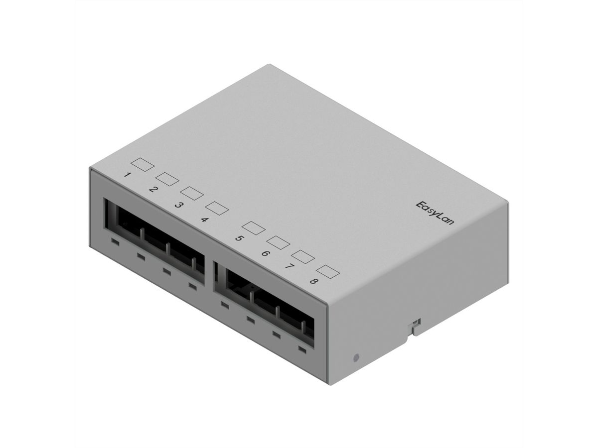 EasyLan preLink / fixLink Unterbaupanel, 8x Keystone, RAL7035