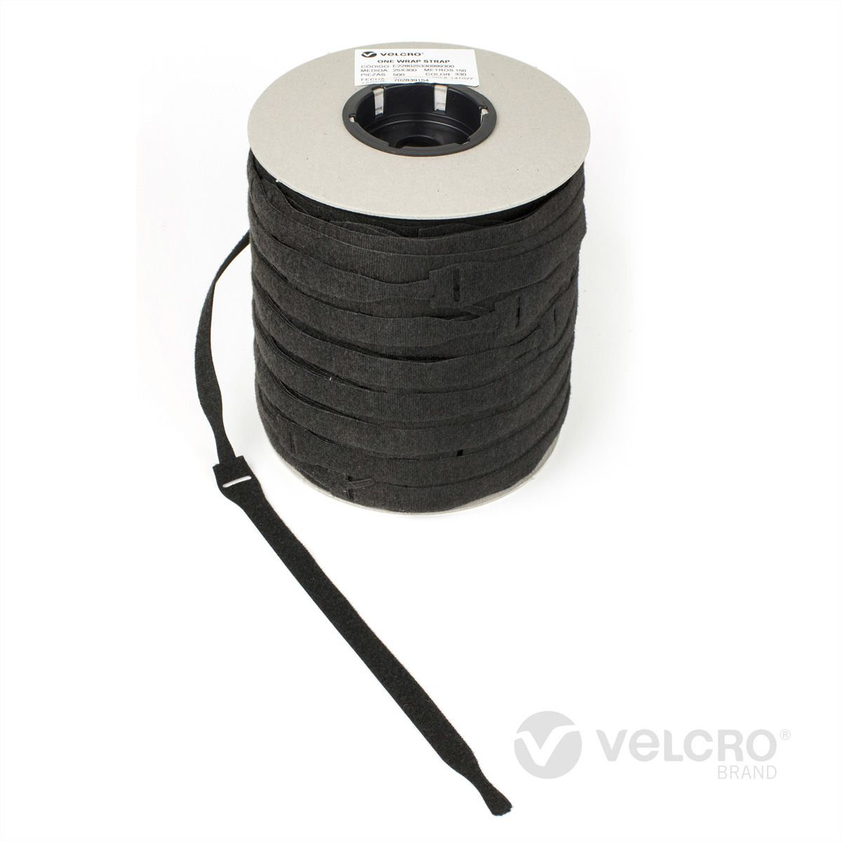 VELCRO® One Wrap® Strap 25mm x 300mm, 750 pièces, ignifugé, noir