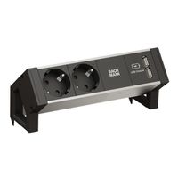 BACHMANN DESK2 ALU BLACK 2x contact de protection 1x USB-Charger