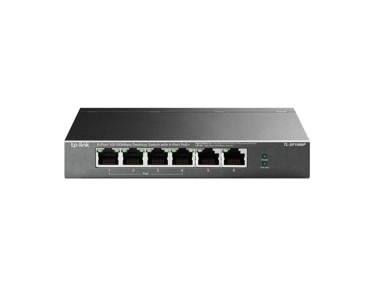 TP-Link TL-SF1006P PoE Switch , 4x 10/100 Mbps PoE+ Ports, Non-PoE Ports