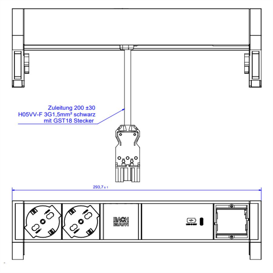 BACHMANN DESK2 ALU BLACK 2xP40 1xCM, ITALIE