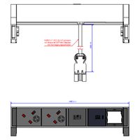 BACHMANN DESK2 ALU BLACK 2xUK 1xCM, UK
