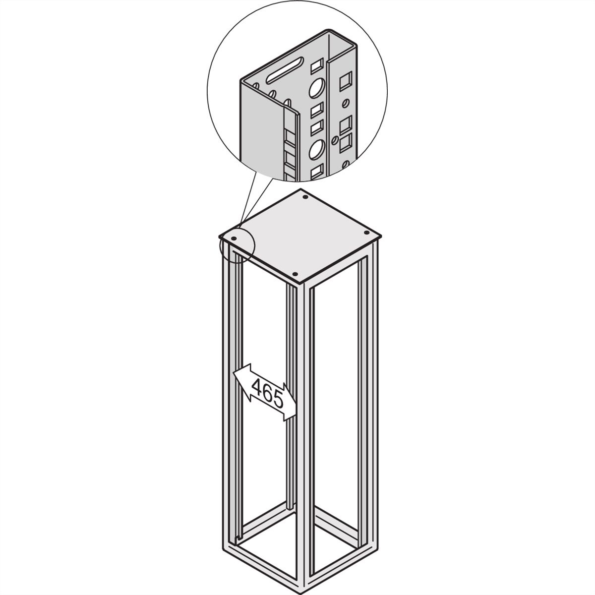 SCHROFF 19"-Winkelprofil mit Universal-Lochung (EIA), AlZn - WINKELPROFIL 19"29HE ALZ(2X)