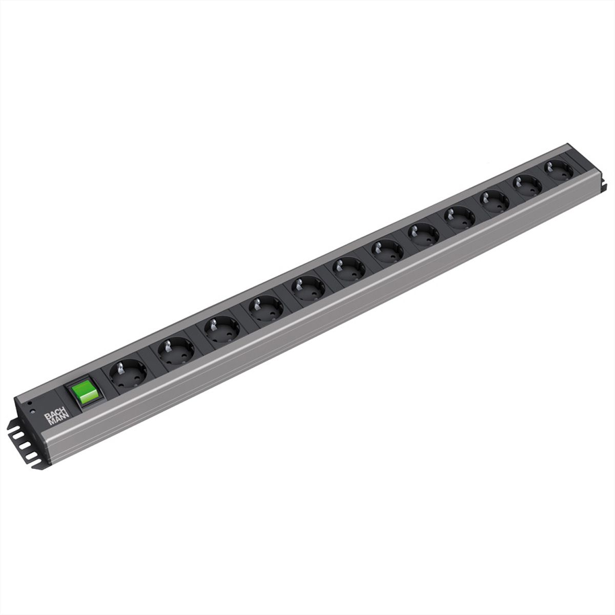 BACHMANN Multiprise 12x contact de protection, interrupteur, 2 m
