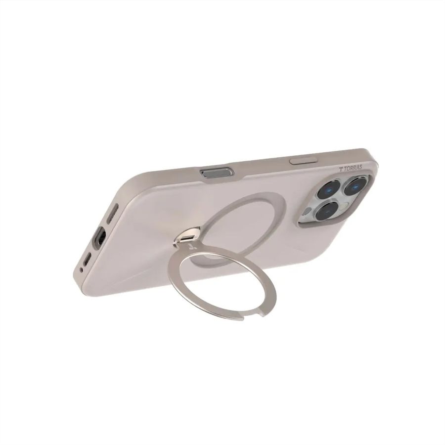 Torras Ostand 360° Spin Fusion Case, iPhone 16 Pro Max, MagSafe, beige
