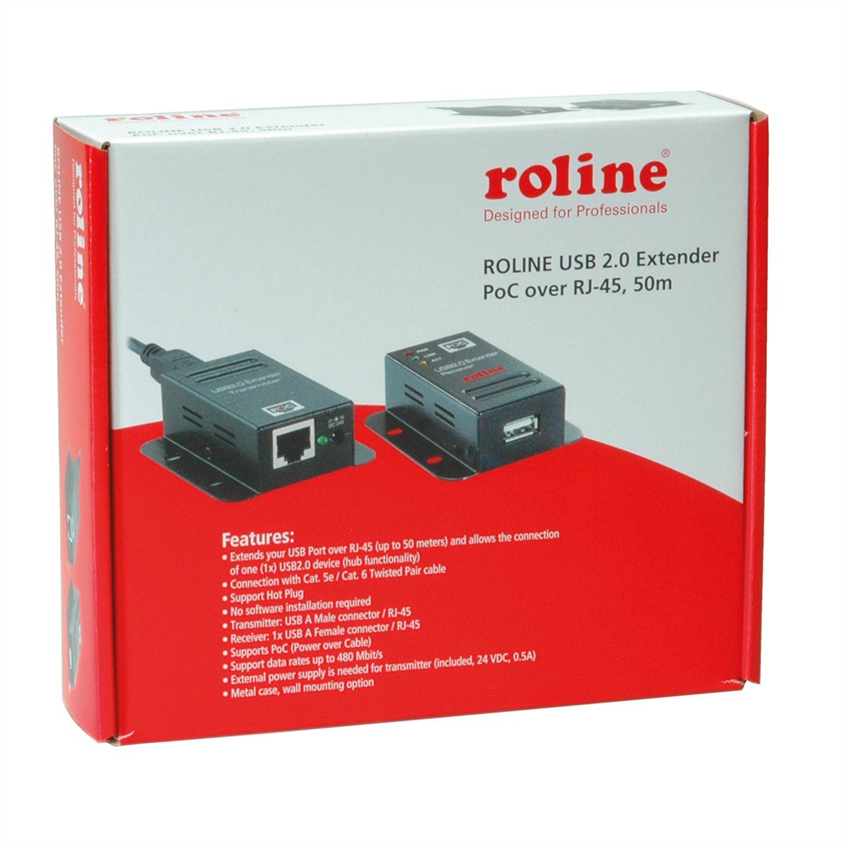 ROLINE Rallonge USB 2.0 à partir de RJ45, 1x USB, max. 50m