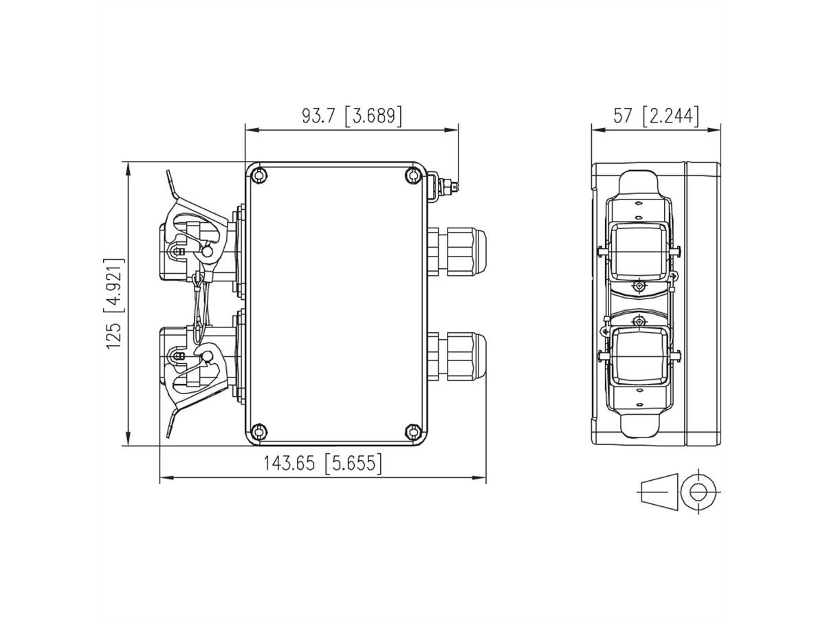 METZ CONNECT E-DAT Industry IP67 V5 2 ports boîtier métallique en saillie