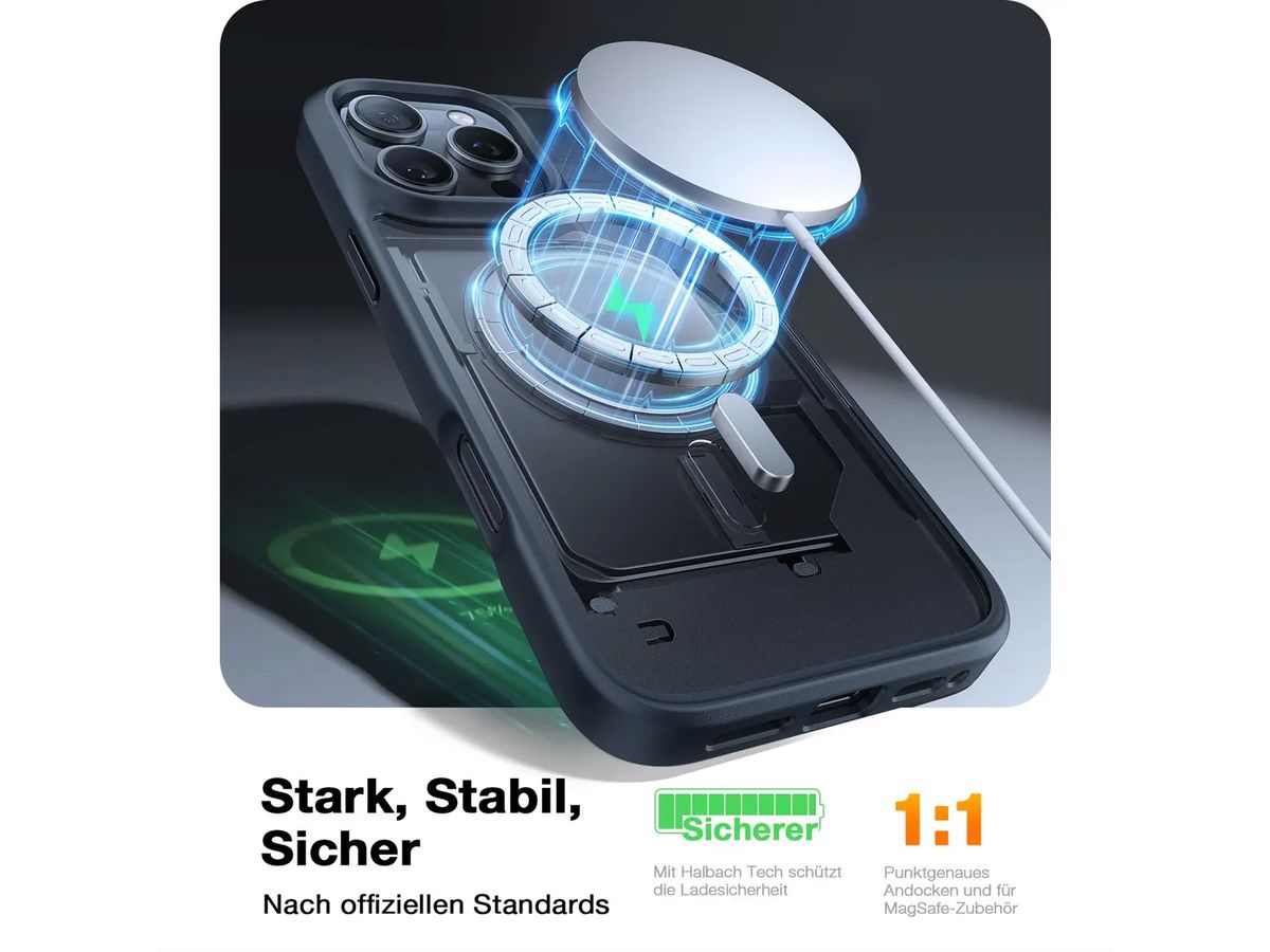 Torras étui portable Guadrian iPhone 16 Pro Max, MagSafe, noir
