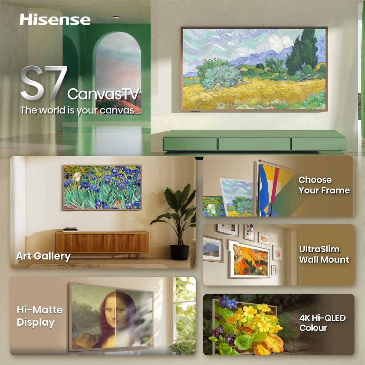 Hisense TV 55S7DS 55", QLED 4K, 144Hz, Canvas TV