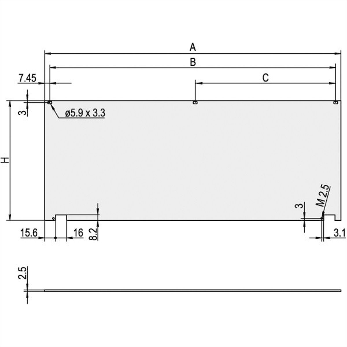 SCHROFF Frontplatte, klappbar - FRONTPLATTE KLAPPB.6HE 42TE