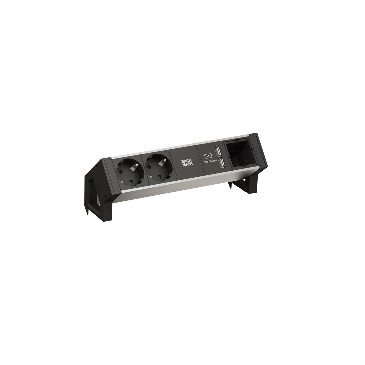 BACHMANN DESK2 ALU BLACK 2x contact de protection 1x USB-Charger 1x ABD GST18