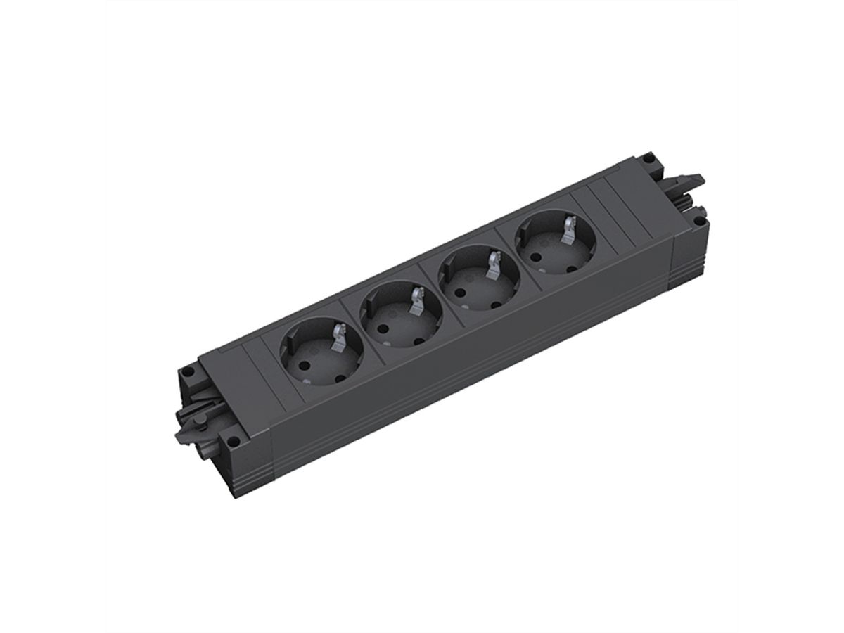 BACHMANN STEP BASE 4xCEE7/3 GST18, CEE 7/7 fiche de contact de protection C19 0,75m, noir
