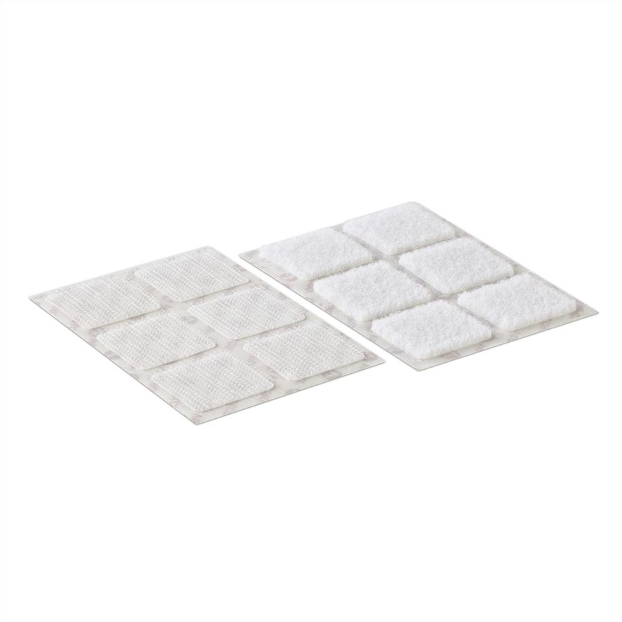 VELCRO® Boutons carrés 25x25mm x 24 blncs, crochets & velours autocollants
