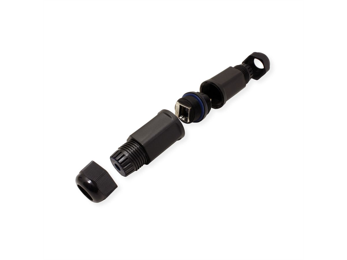 VALUE RJ-45 Kupplung geschirmt, Kat.6 (Class E), Outdoor/Industrie, schwarz