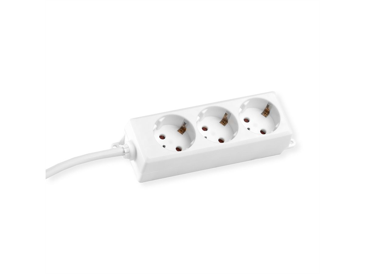 BACHMANN SELLY bloc multiprise 3x contact de protection, pattes de montage, blanc, 3 m