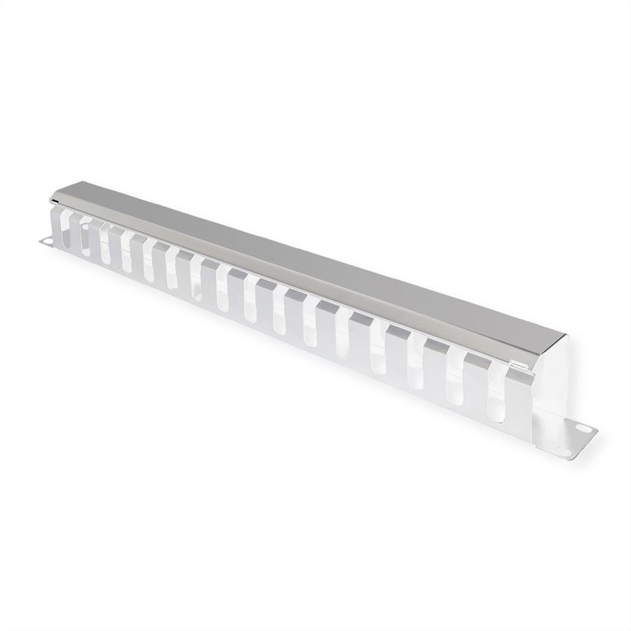 VALUE 19-Zoll-Frontplatte 1 HE mit Rangierkanal 40 x 40 mm, grau