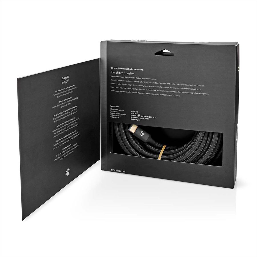 Nedis HDMI High Speed Kabel mit Ethernet, grau, 10 m