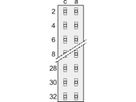 Connecteur SCHROFF de type D, EN 60603, DIN 41612, mâle, 32 contacts, broches à souder, 3 mm