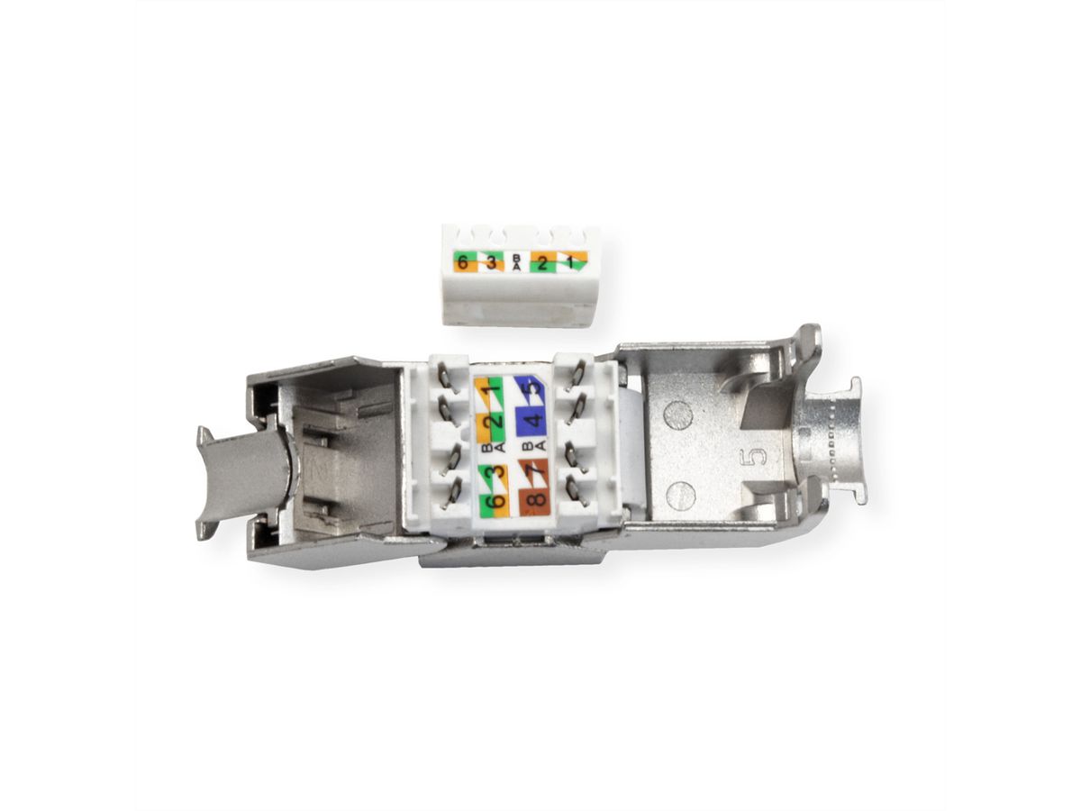 VALUE Cat.8 (Class I) Keystone, geschirmt, werkzeuglos, silberfarben