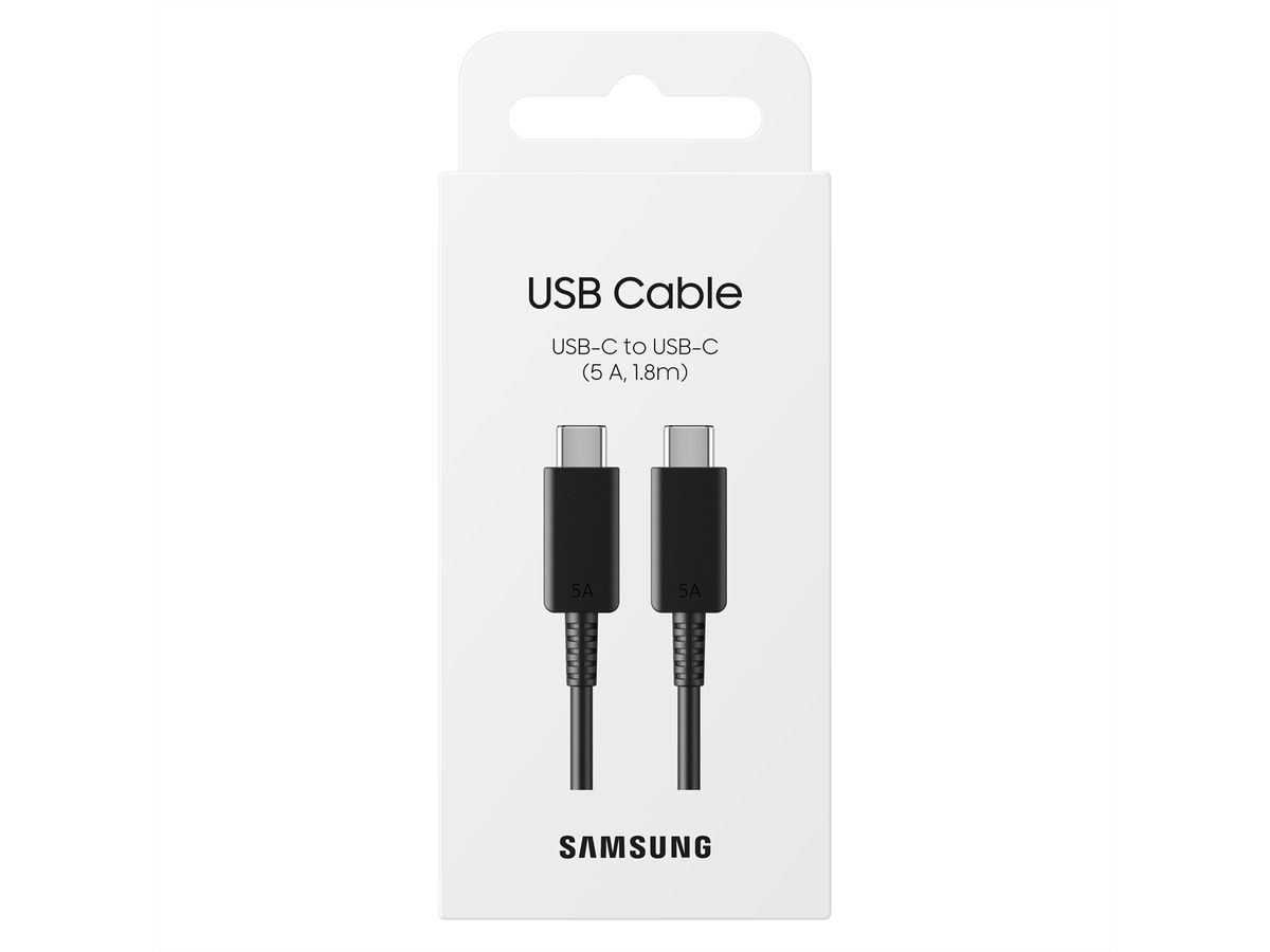 Câble Samsung USB-C 5A 1,8 m, noir, 1,8 m