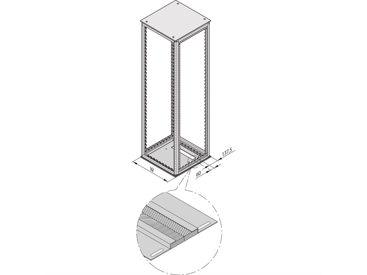 SCHROFF Varistar EMC Plaque de base pour goulotte arrière, lisse, 600W 1000D