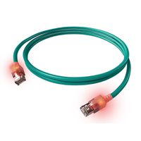 EasyLan DualBoot LED Patchkabel RJ45 S/FTP Cat.6A (Class EA), mit saCon Stecker, LSOH, türkis, 0,5 m