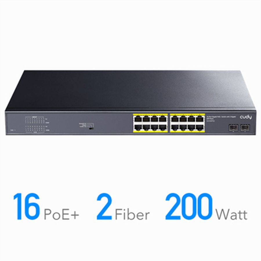 CUDY GS1020PS2 Switch 16 ports Gigabit PoE+, 2 ports Gigabit SFP 200W