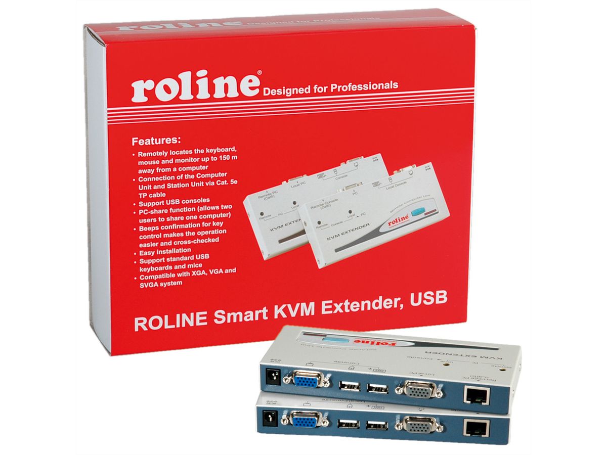 ROLINE Prolongateur Smart KVM via RJ-45, VGA, USB