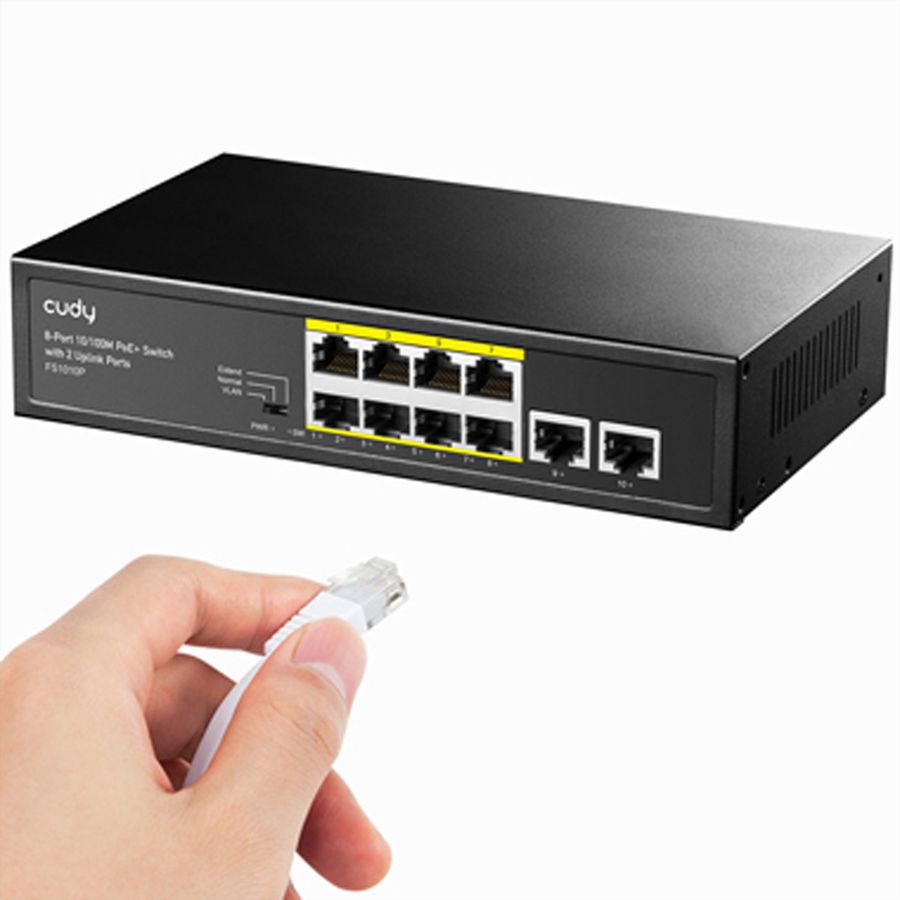 CUDY FS1010P Switch 8 ports 10/100M PoE+, 2 ports Uplink 120W