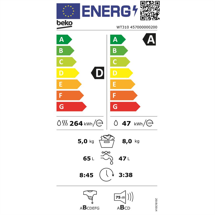 **Retoure**Beko Waschtrockner WT310, W8kg/T5kg, weiss
