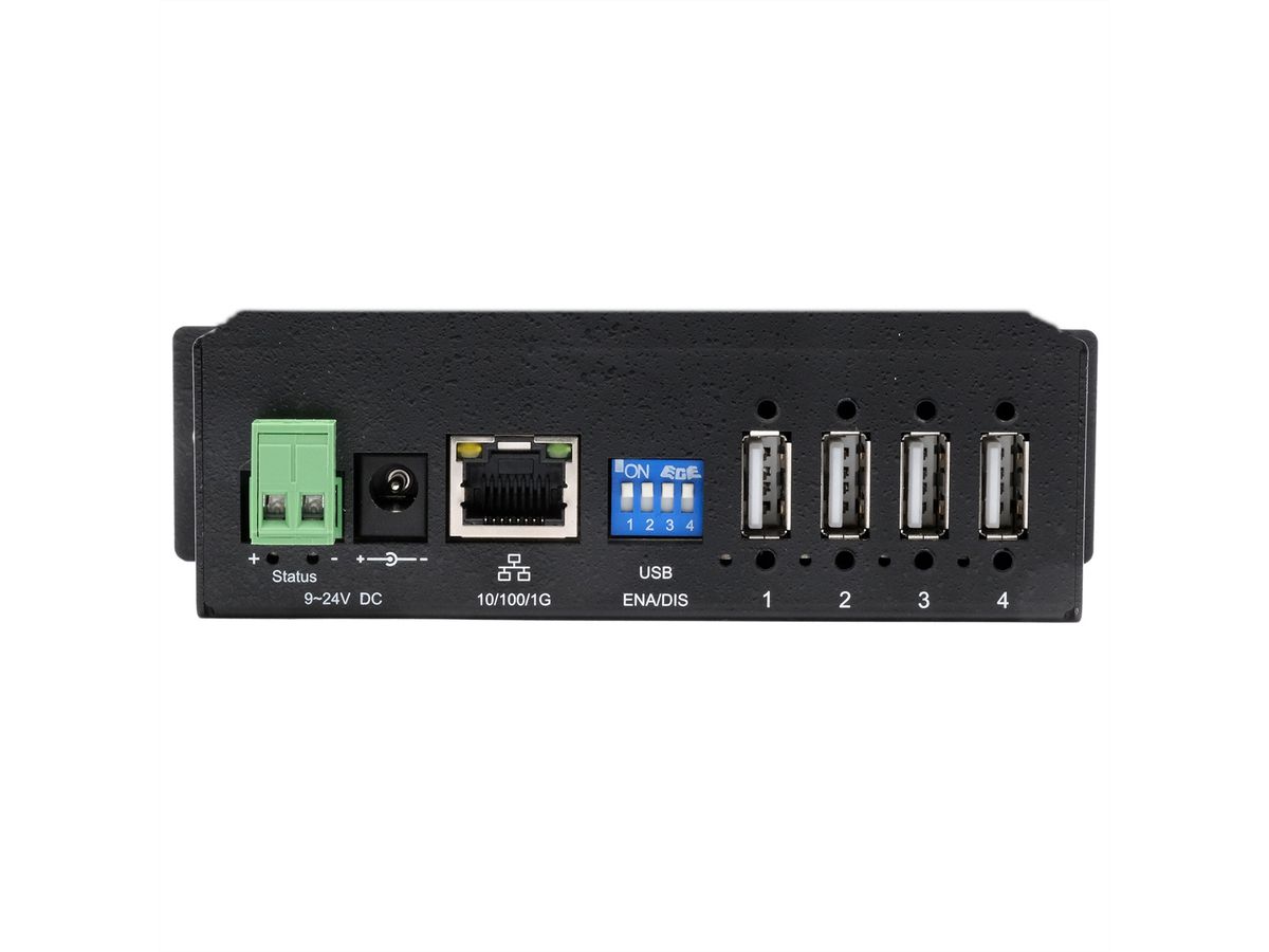 EXSYS EX-6003HMVS Device Server 4x USB 2.0, DIN-Rail-Kit, Metall-Gehäuse