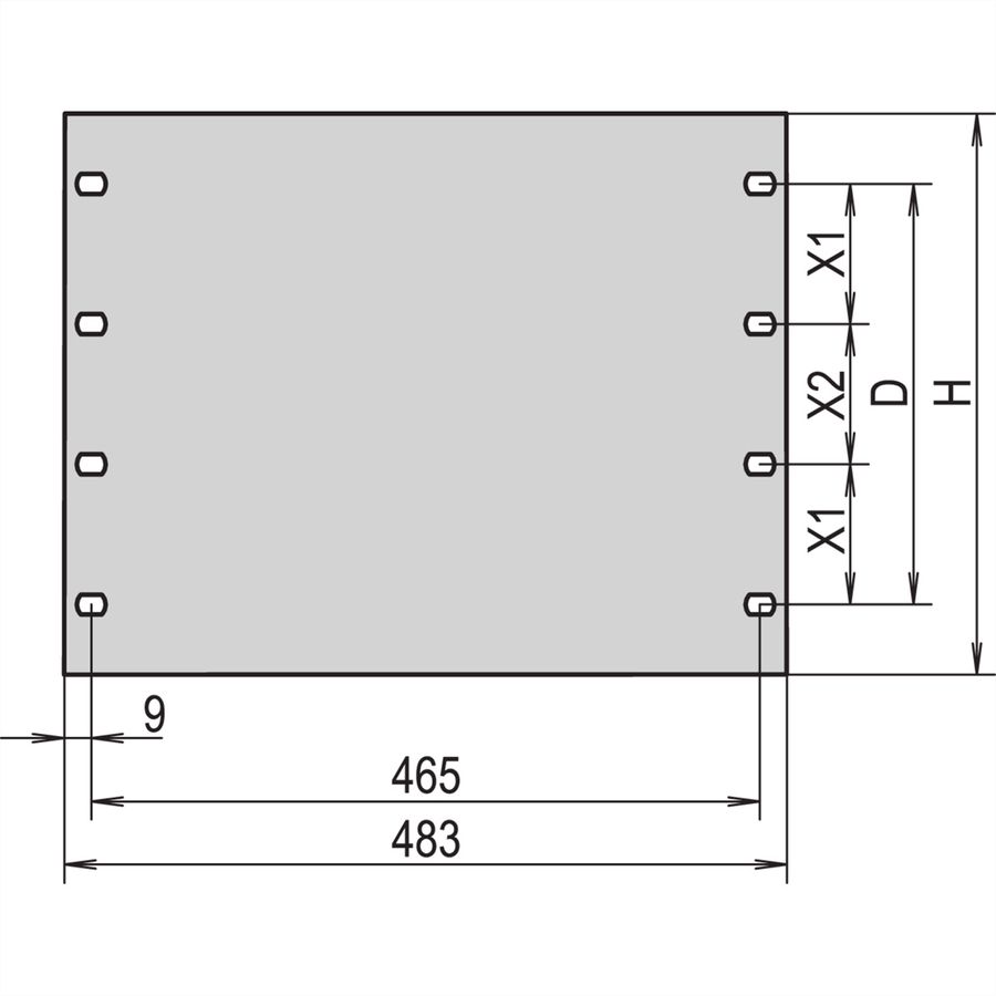 Face avant 19" SCHROFF, 4 U, 3 mm, Al, RAL7035